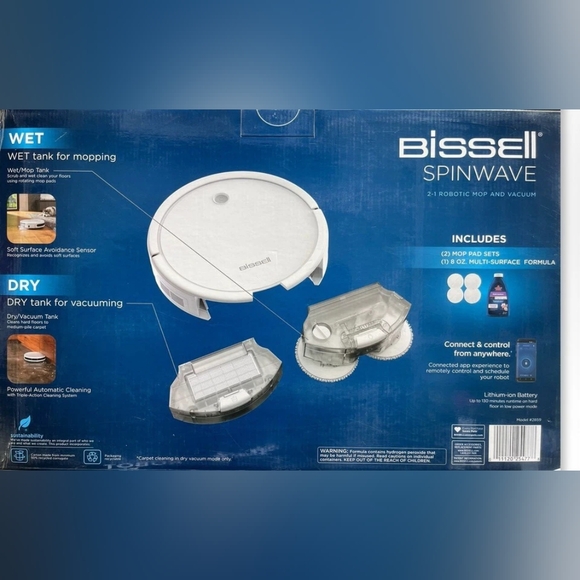 Bissell SpinWave 2-in-1 Robotic Mop and Vacuum - White and Gray - Picture 1 of 8
